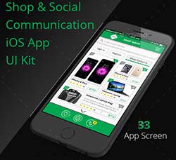 UI设计－手机商城类程序全套模板：Shop & Social iOS App UI Kit
